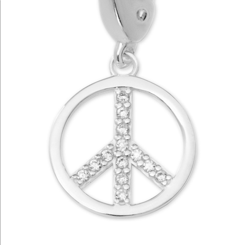 Sterling silver & CZ clip on peace sign charm